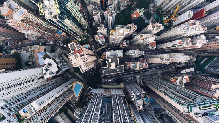 Skyscrapers as seen from above