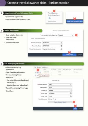 Create a travel allowance claim - Parliamentarian