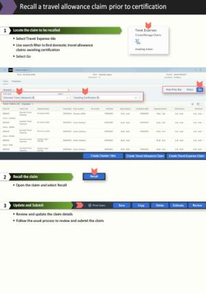 Recall a travel allowance claim prior to certification