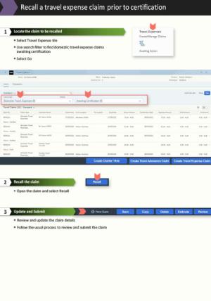 Recall a travel expense claim prior to certification